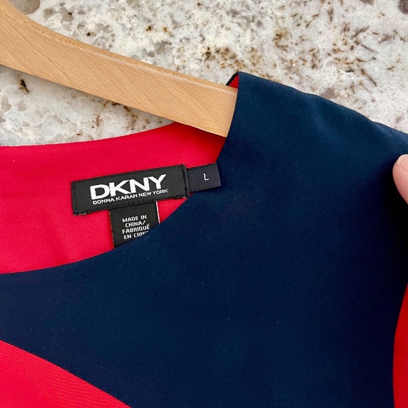 SALE! DKNY Color Block Sleeveless Silk Tunic Dress ~ Size L - Picture 4 of 5